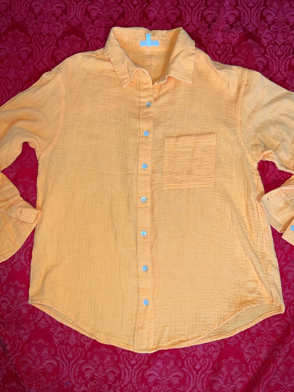 Maurices Orange Cotton Button Down Shirt Women’s Small Gauze
